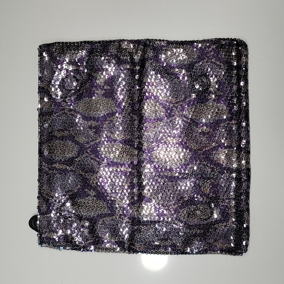 Sequin Snakeskin Print Foldover Clutch - Picture 4 of 13